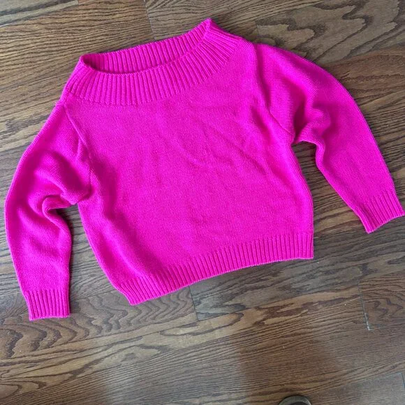 Judith March Hot Pink Sweater Off One Shoulder Cozy Sweater Size Small Relaxed - Picture 2 of 8